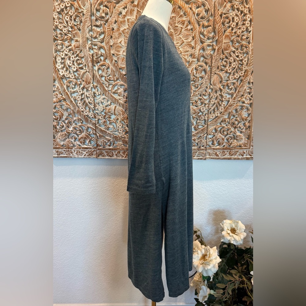 Aurelia Steel Blue Floral Embroidered Back Bohemian Warm Midi Sweater Dress - Picture 8 of 16